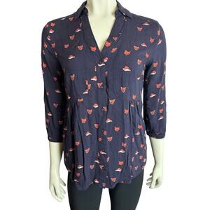 Maeve by Anthropoolgie fox button down blouse size 6